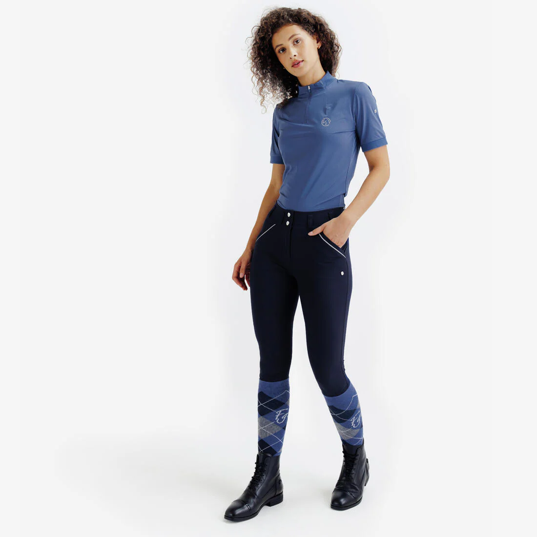 Pantalón de equitación ultraligero verde para mujer 500 - Image 6