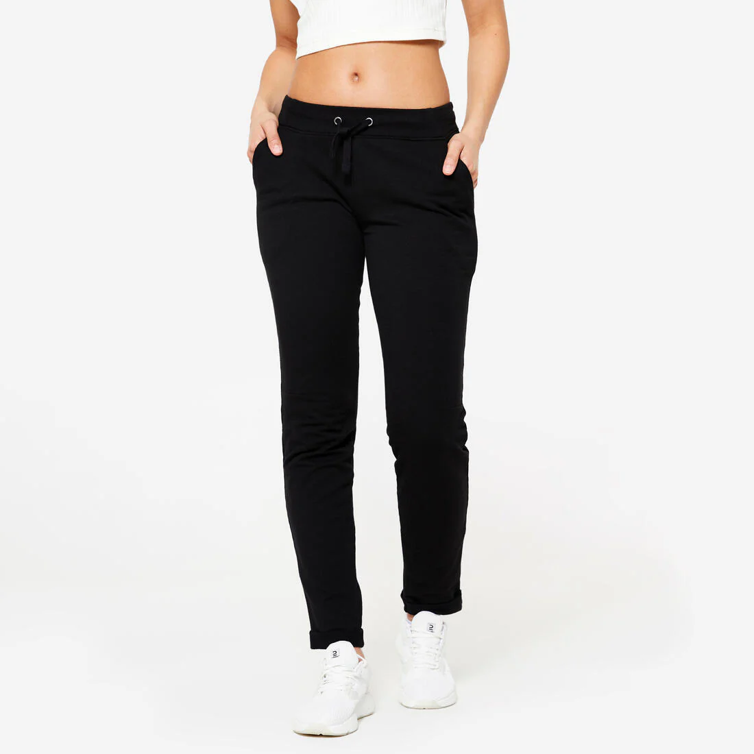 Pantalón de fitness negro para mujer 500 slim