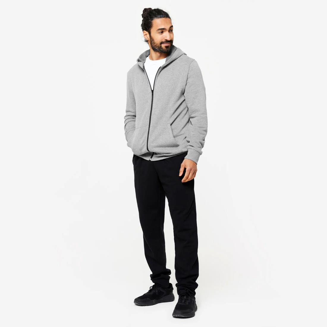 Pantalón de fitness tipo jogger cálido negro para hombre 100 - Image 2