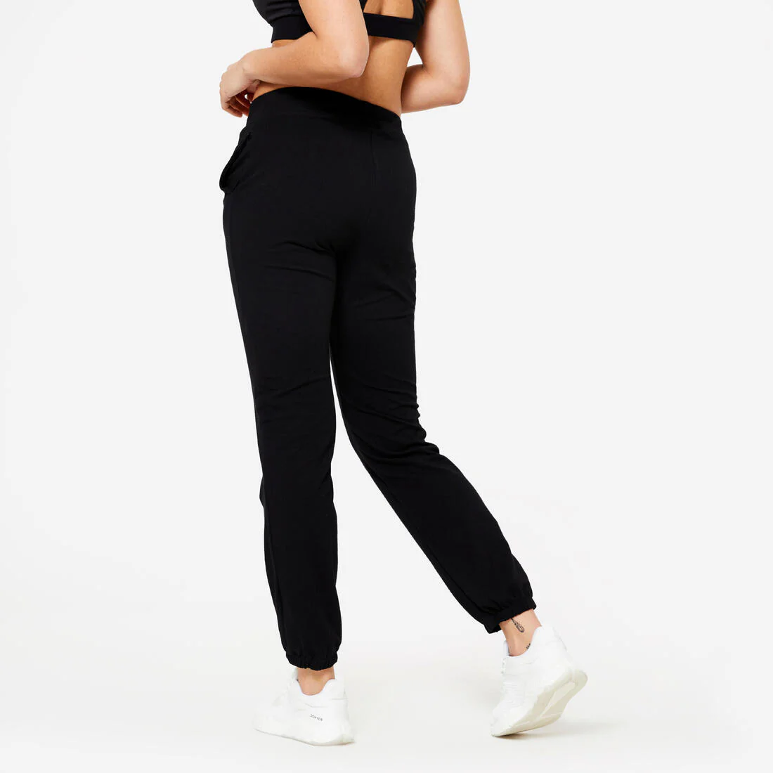 Pantalón de fitness tipo jogger negro para mujer 100 - Image 4