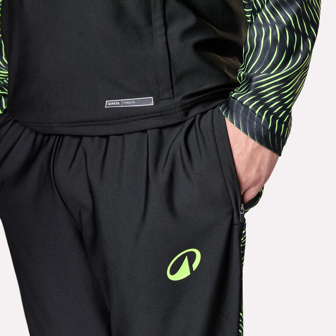 Pantalón de futbol de entrenamiento negro con amarillo para adulto Viralto Wave - Image 10