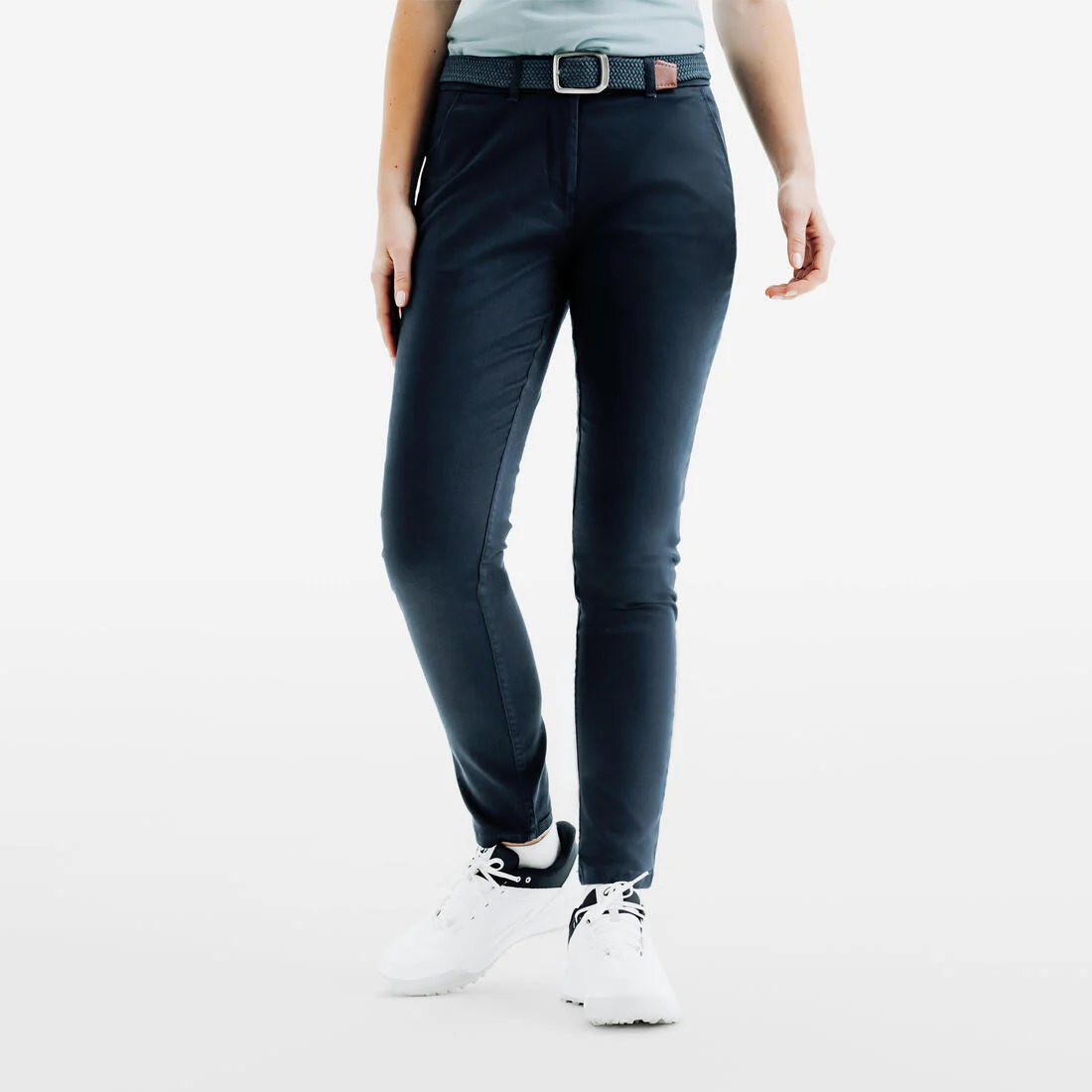 Pantalón de golf de algodón azul marino para mujer MW500