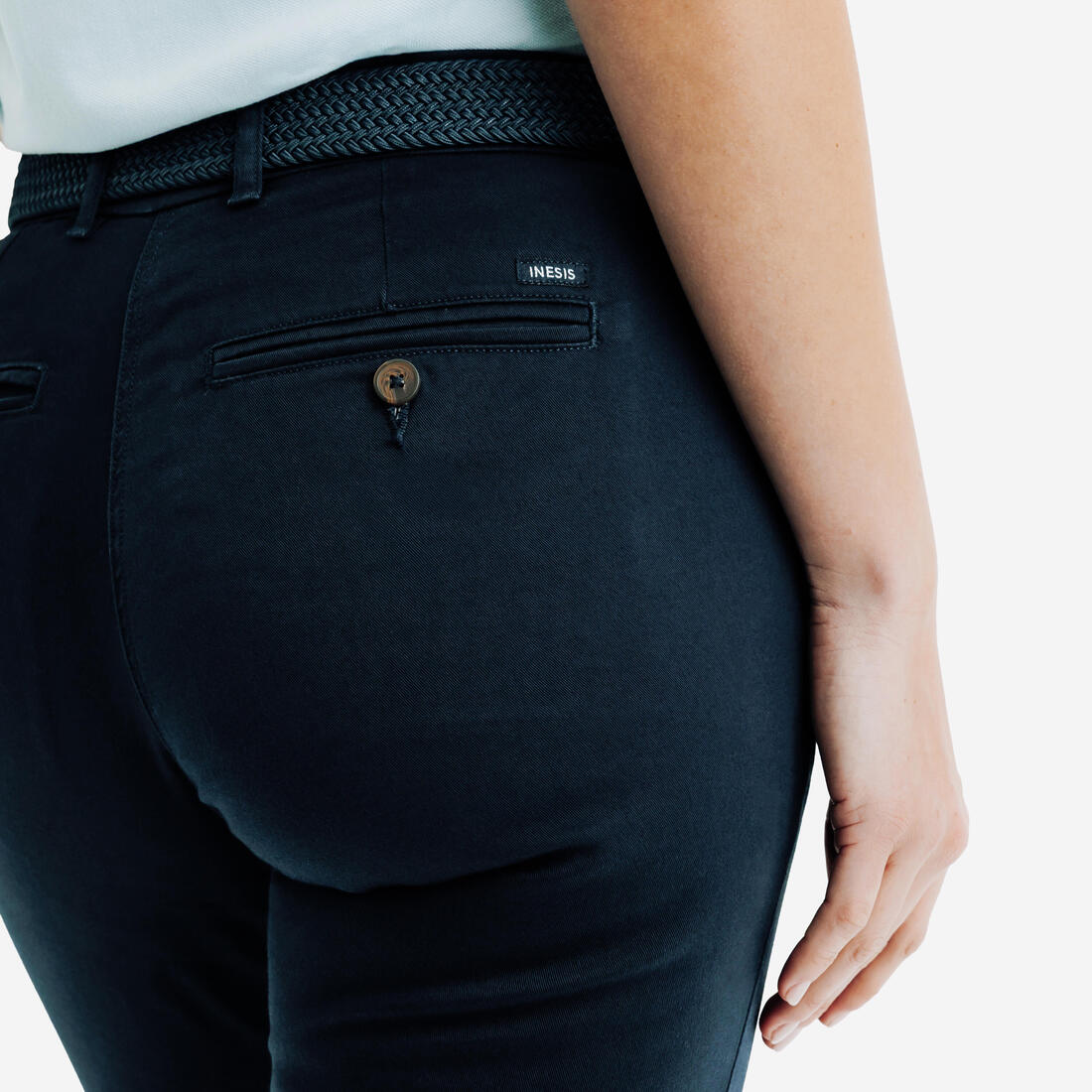 Pantalón de golf de algodón azul marino para mujer MW500 - Image 10