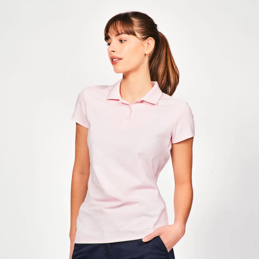 Pantalón de golf de algodón azul marino para mujer MW500 - Image 12
