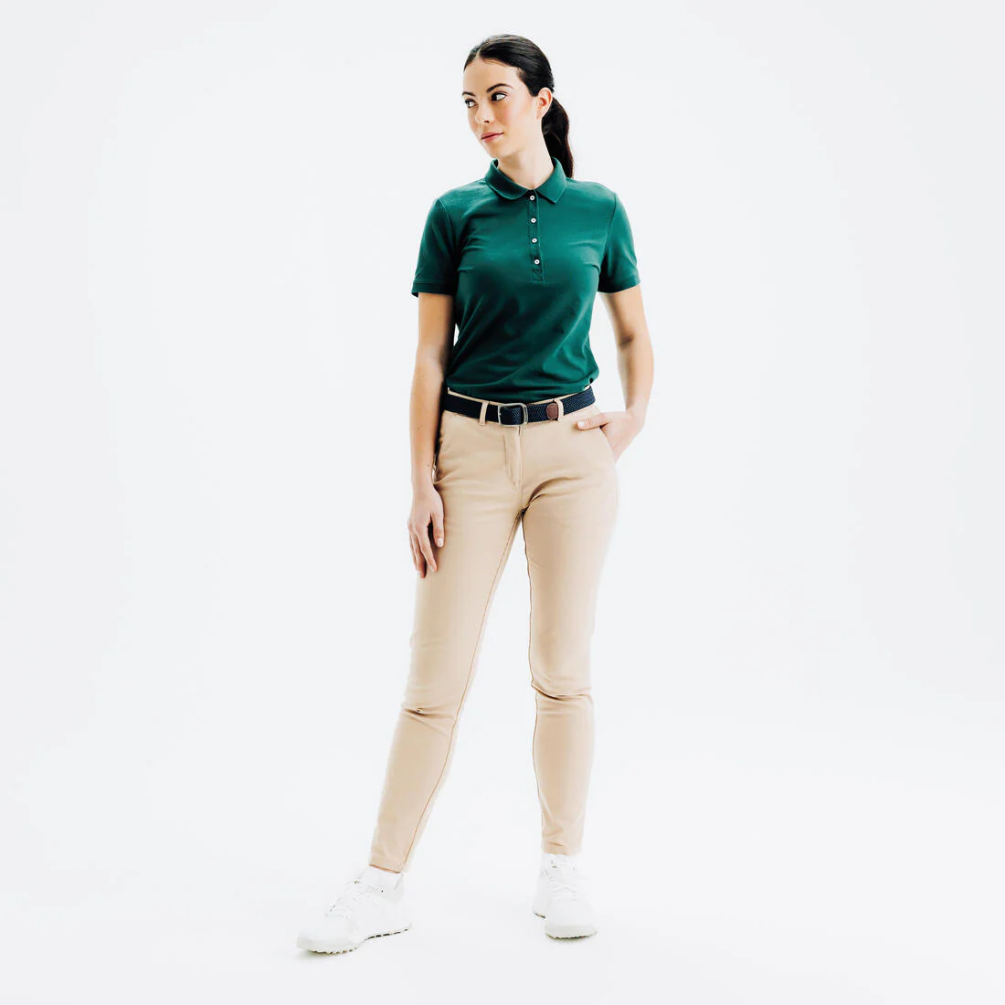 Pantalón de golf de algodón azul marino para mujer MW500 - Image 3