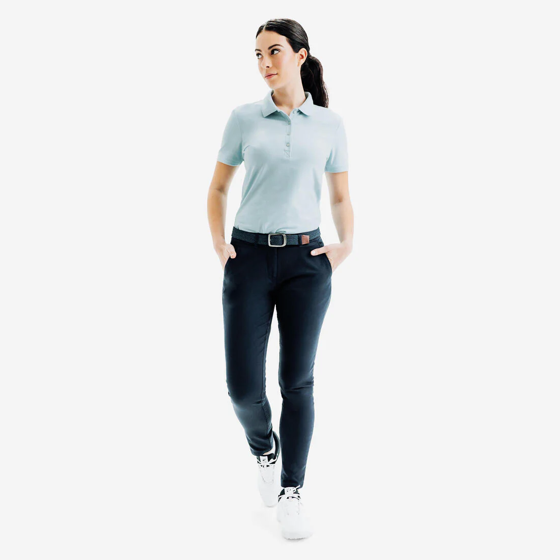 Pantalón de golf de algodón azul marino para mujer MW500 - Image 4