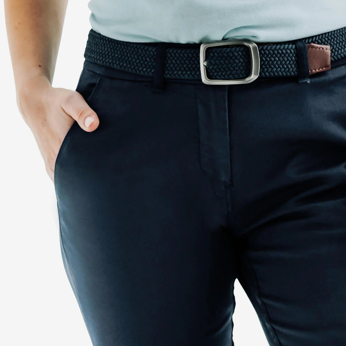 Pantalón de golf de algodón azul marino para mujer MW500 - Image 5
