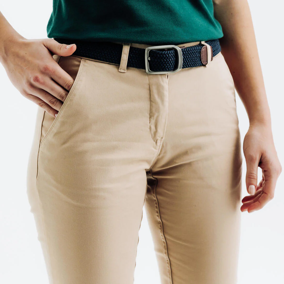 Pantalón de golf de algodón azul marino para mujer MW500 - Image 6