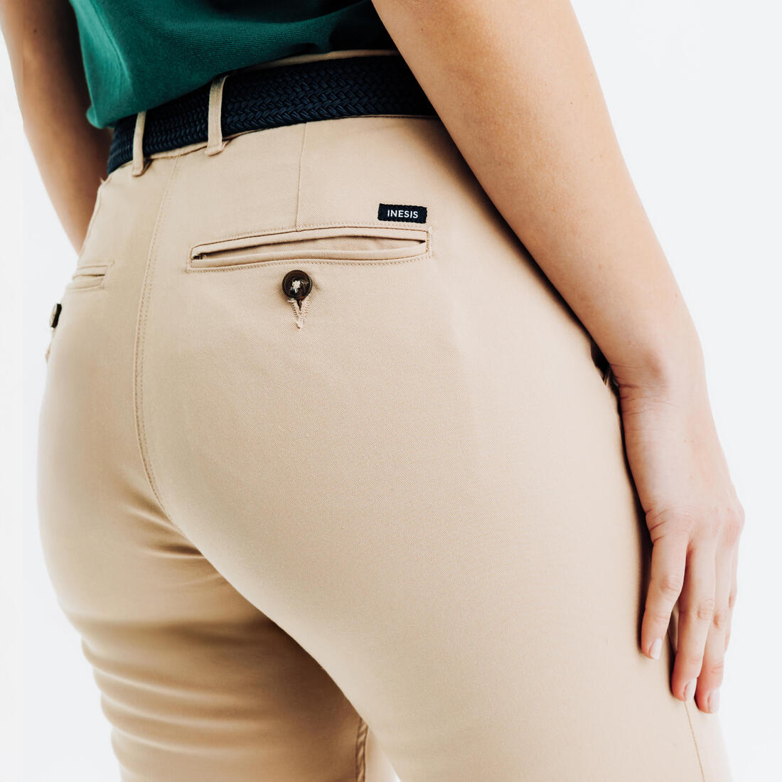 Pantalón de golf de algodón azul marino para mujer MW500 - Image 9