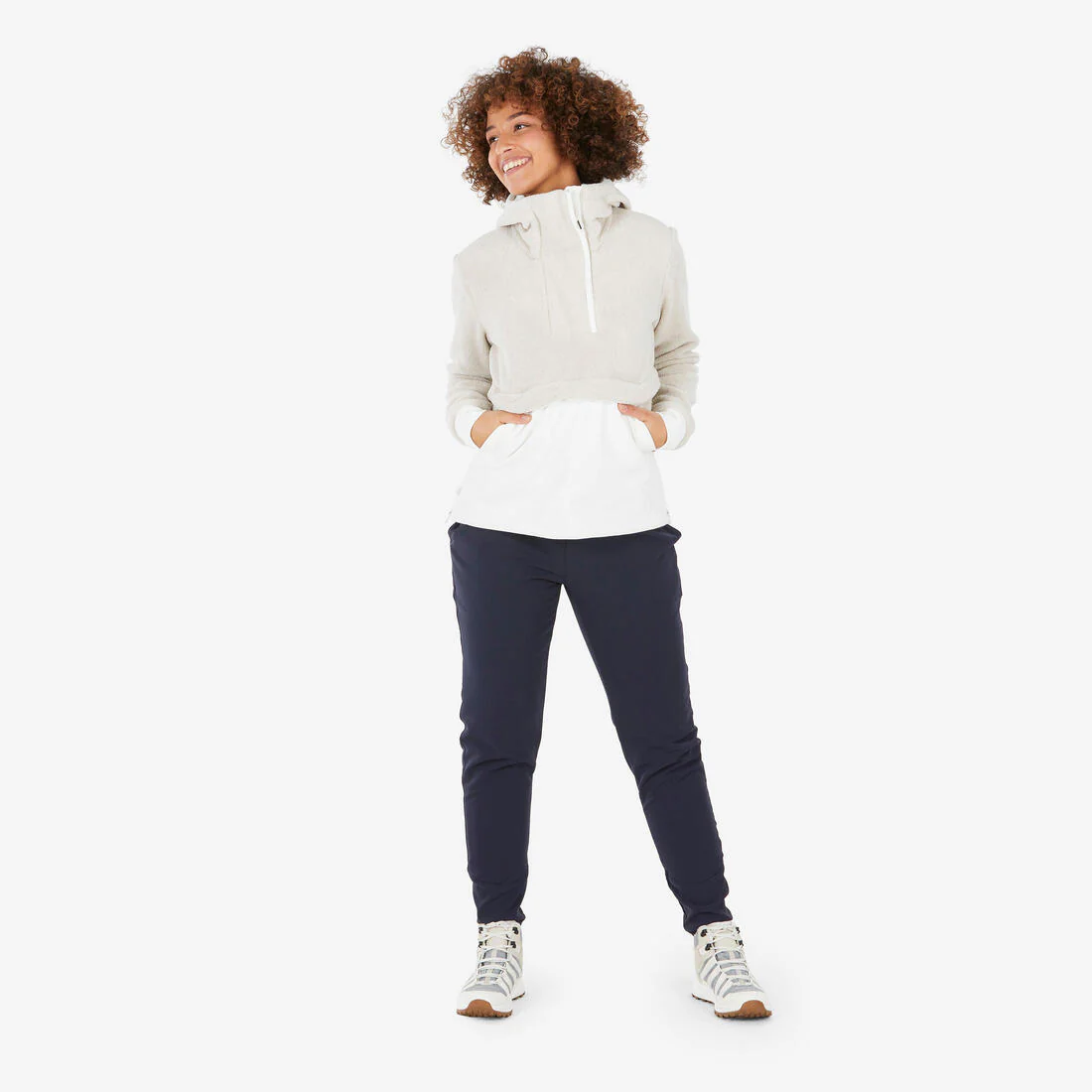 Pantalón de senderismo cálido y perlante azul para mujer NH500 - Image 2