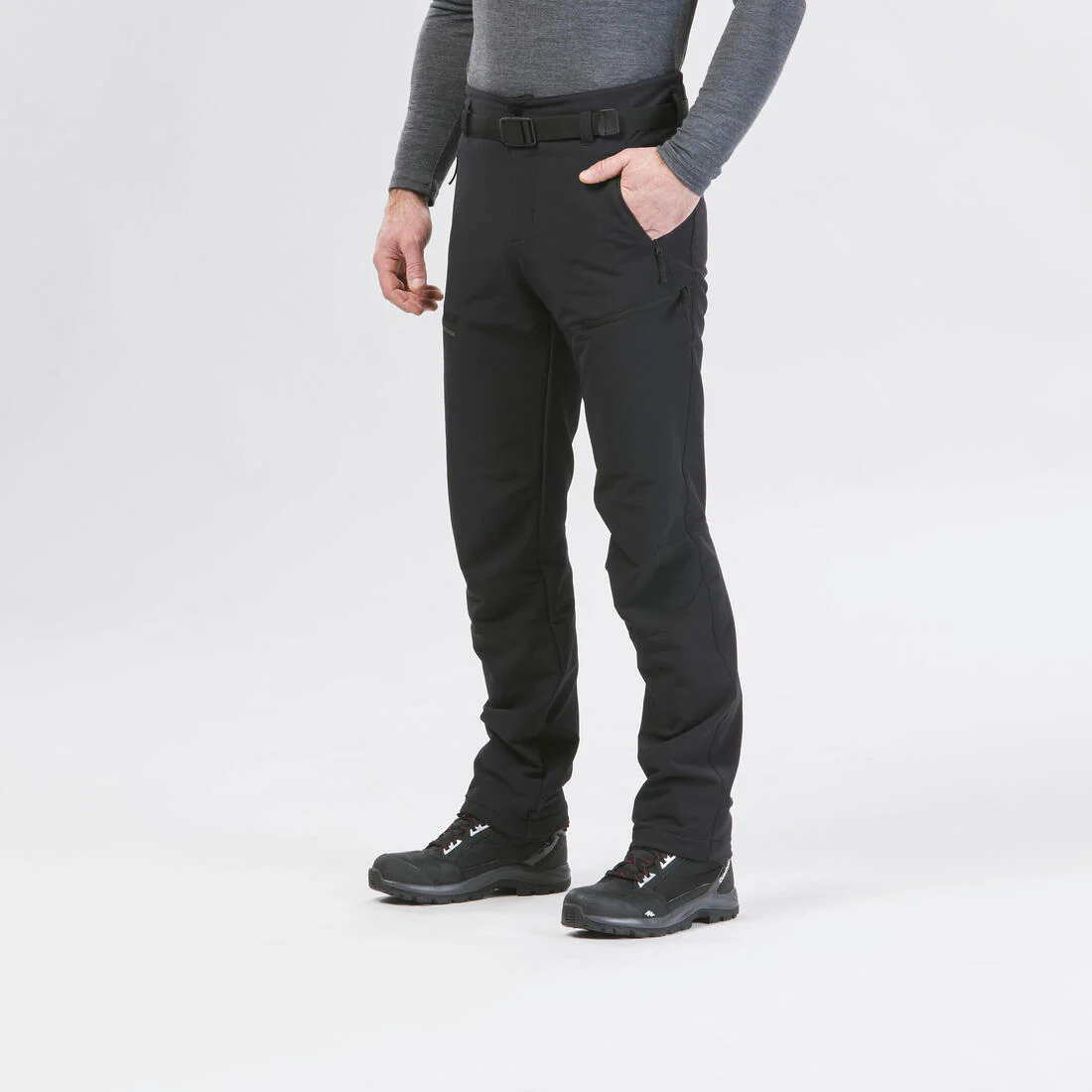 Pantalón de senderismo cálido y perlante negro para hombre SH500 - Image 2
