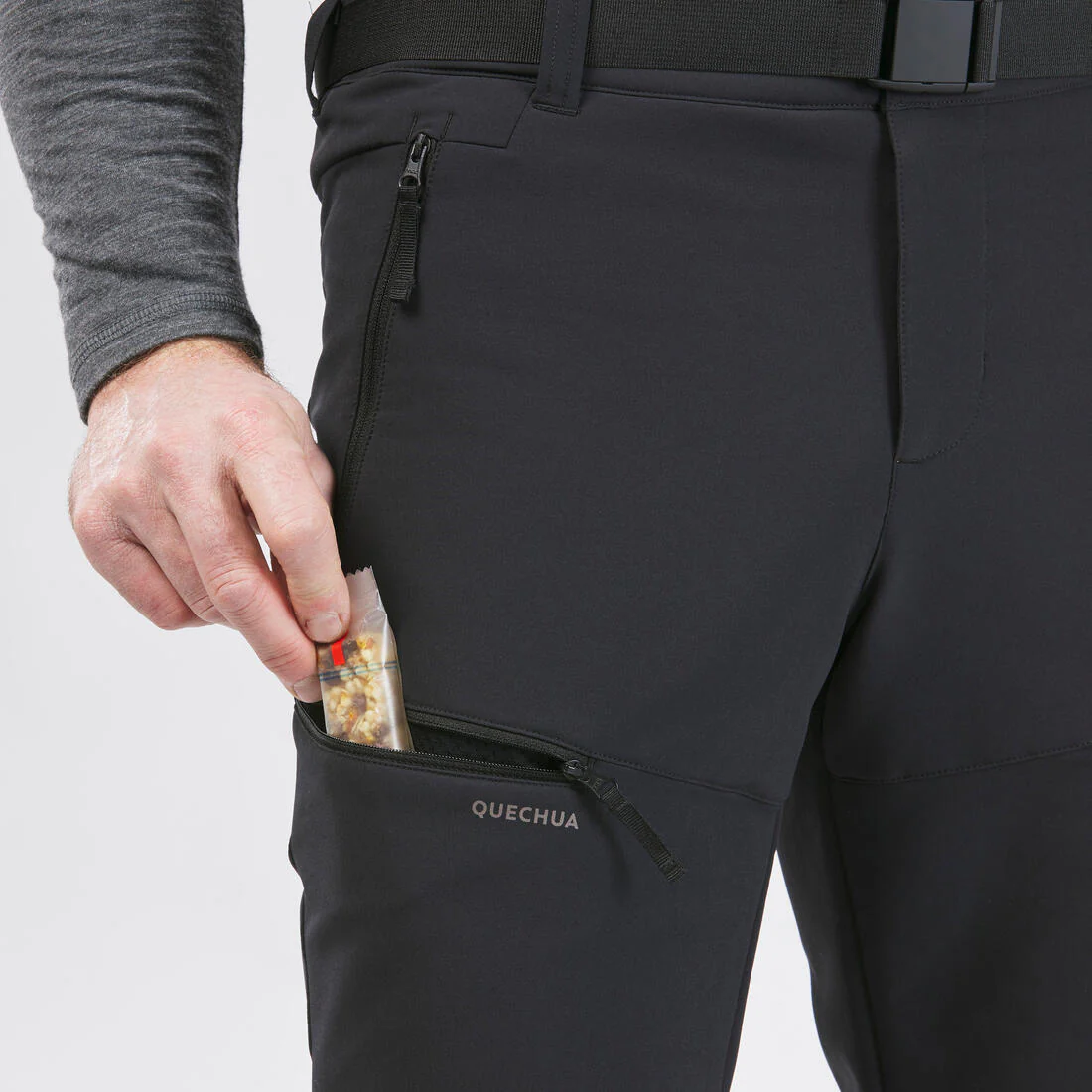 Pantalón de senderismo cálido y perlante negro para hombre SH500 - Image 6