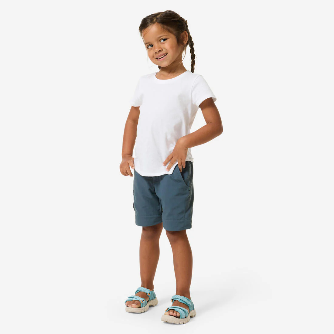Pantalón de senderismo convertible gris y azul para niños de 2 a 6 años MH500 - Image 2