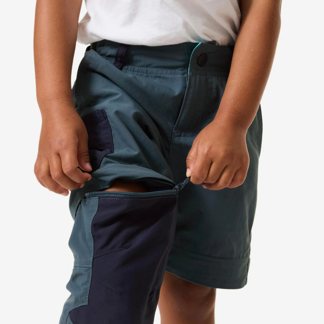 Pantalón de senderismo convertible gris y azul para niños de 2 a 6 años MH500 - Image 3
