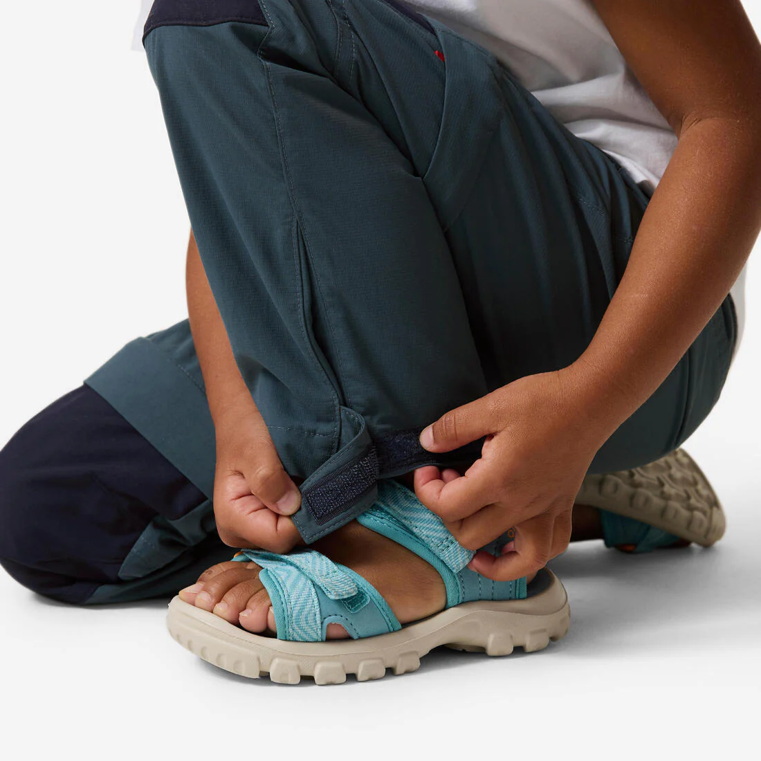 Pantalón de senderismo convertible gris y azul para niños de 2 a 6 años MH500 - Image 9