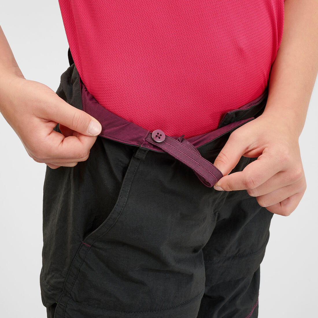 Pantalón de senderismo convertible negro para niños de 7 a 15 años MH500 - Image 10