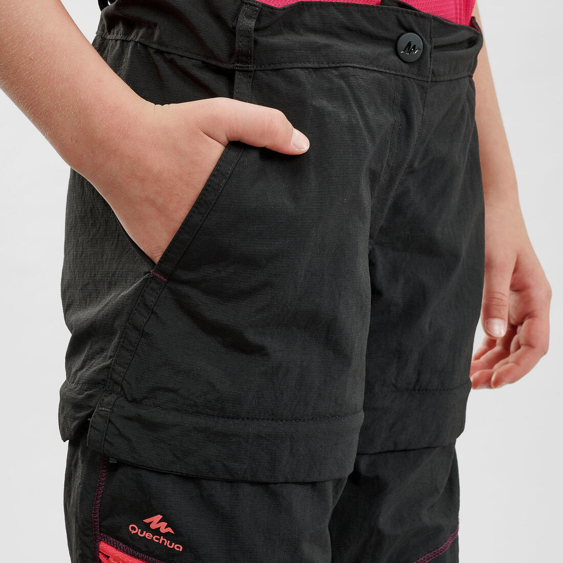 Pantalón de senderismo convertible negro para niños de 7 a 15 años MH500 - Image 5