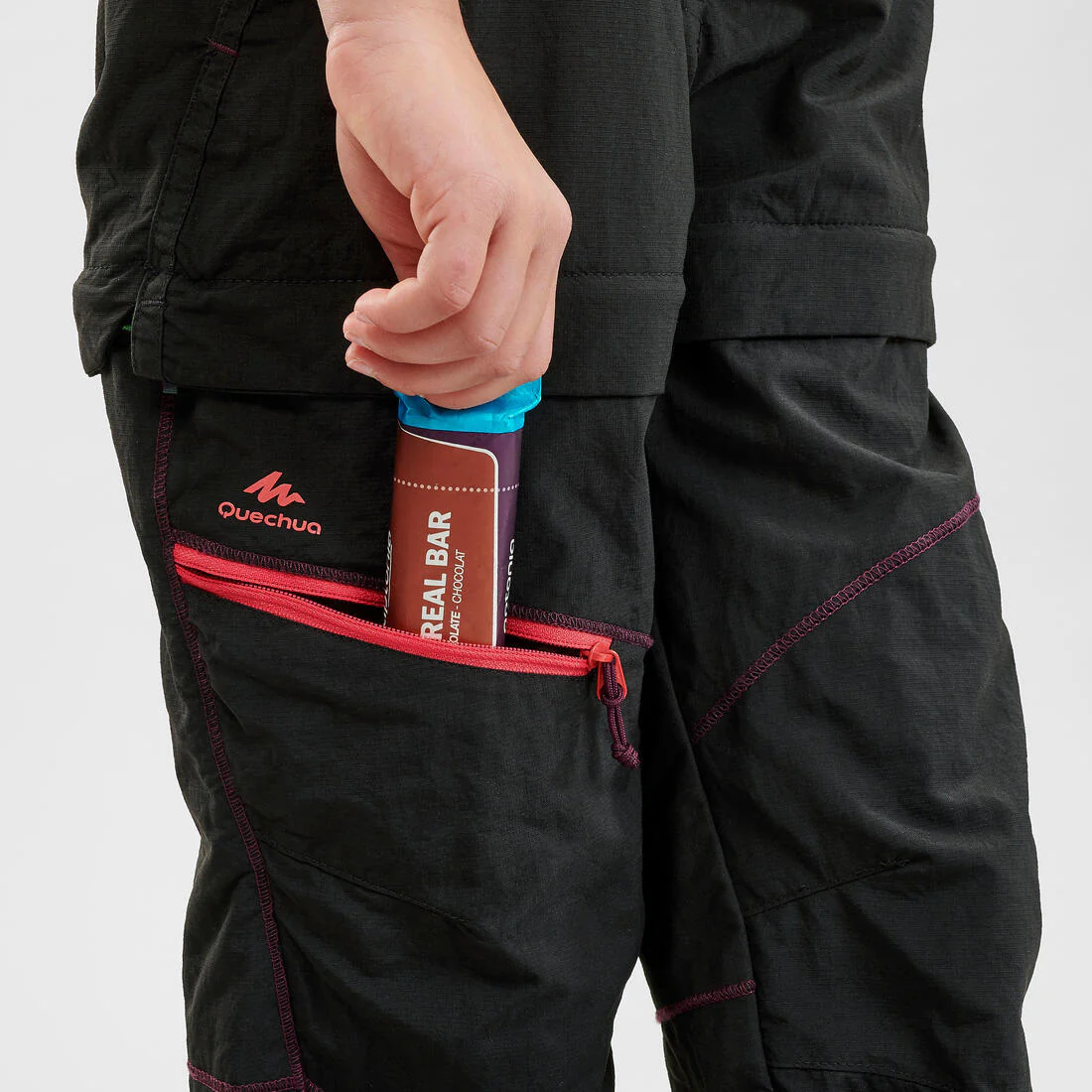 Pantalón de senderismo convertible negro para niños de 7 a 15 años MH500 - Image 7