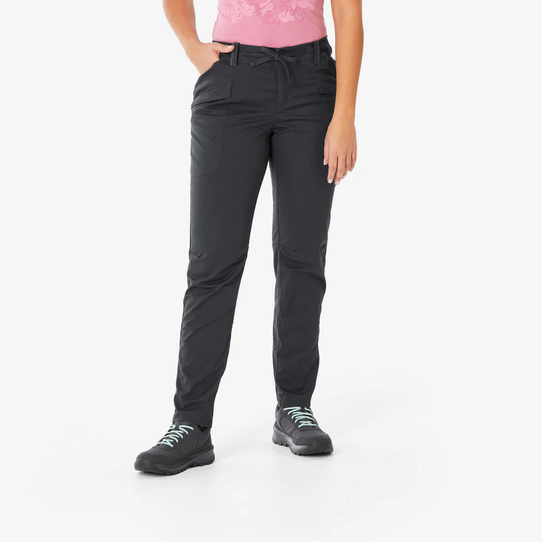 Pantalón de senderismo de corte recto gris para mujer NH500