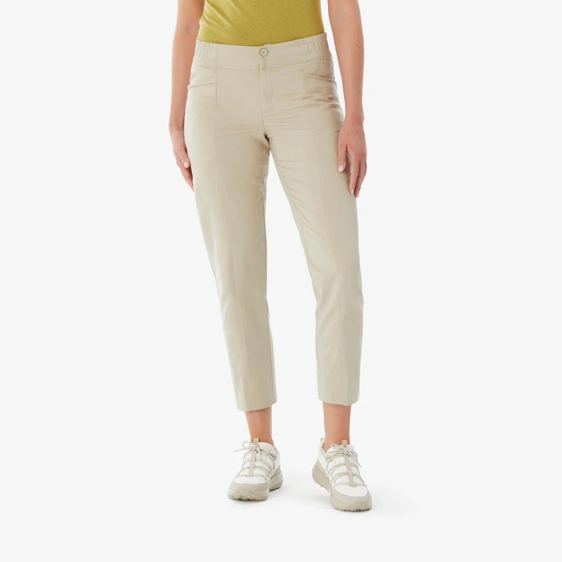 Pantalón de senderismo de lino beige mujer NH500