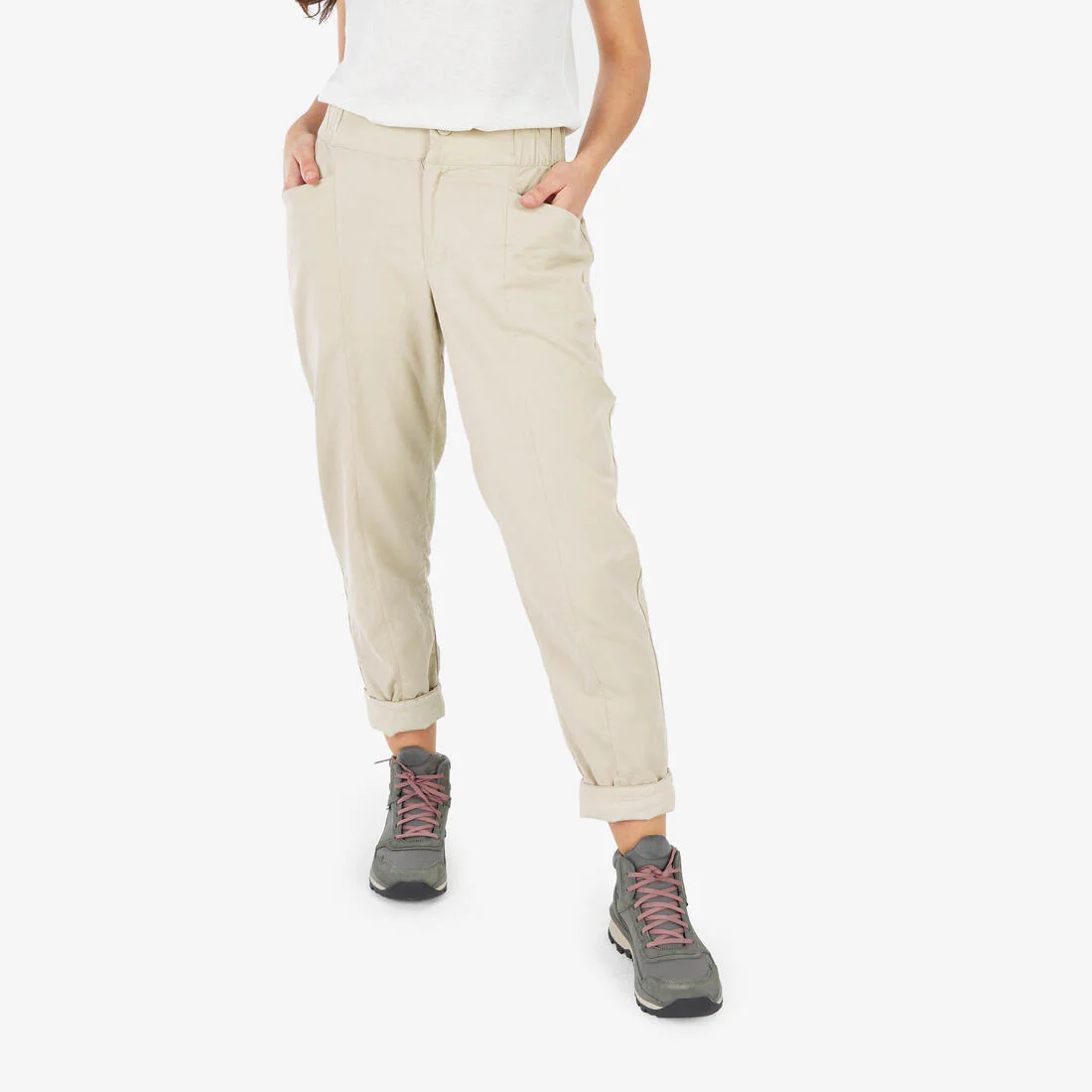 Pantalón de senderismo de lino beige mujer NH500 - Image 10
