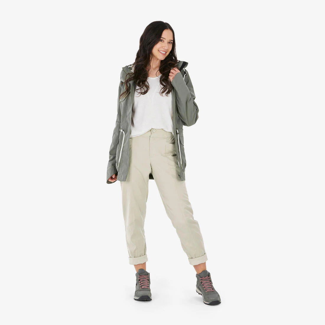 Pantalón de senderismo de lino beige mujer NH500 - Image 3