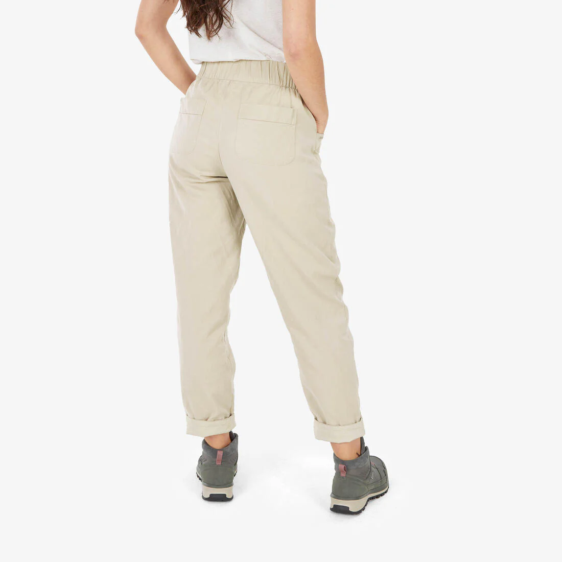 Pantalón de senderismo de lino beige mujer NH500 - Image 5
