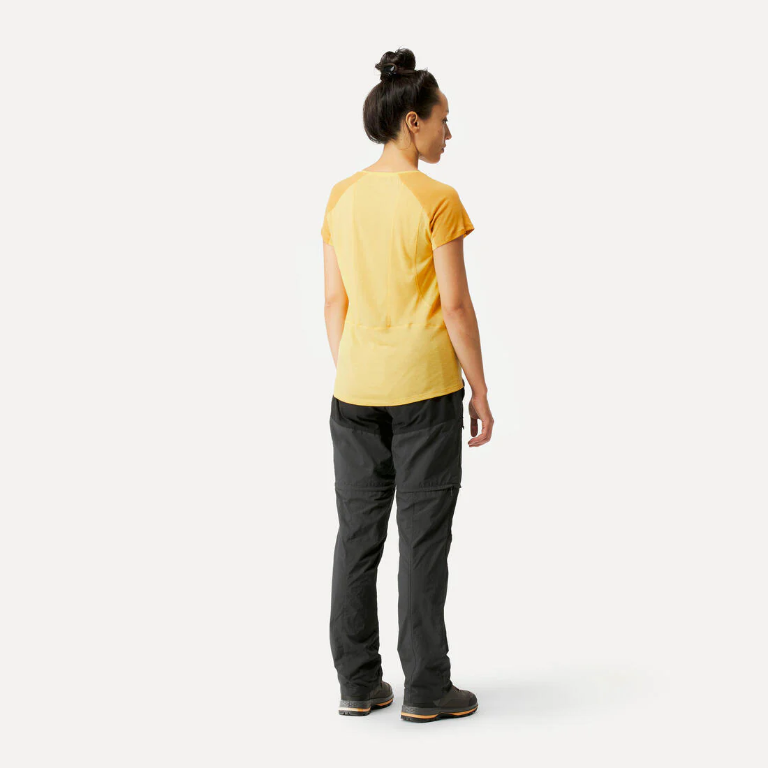 Pantalón de trekking y montañismo transformable 2 en 1 gris para mujer MT100 - Image 2