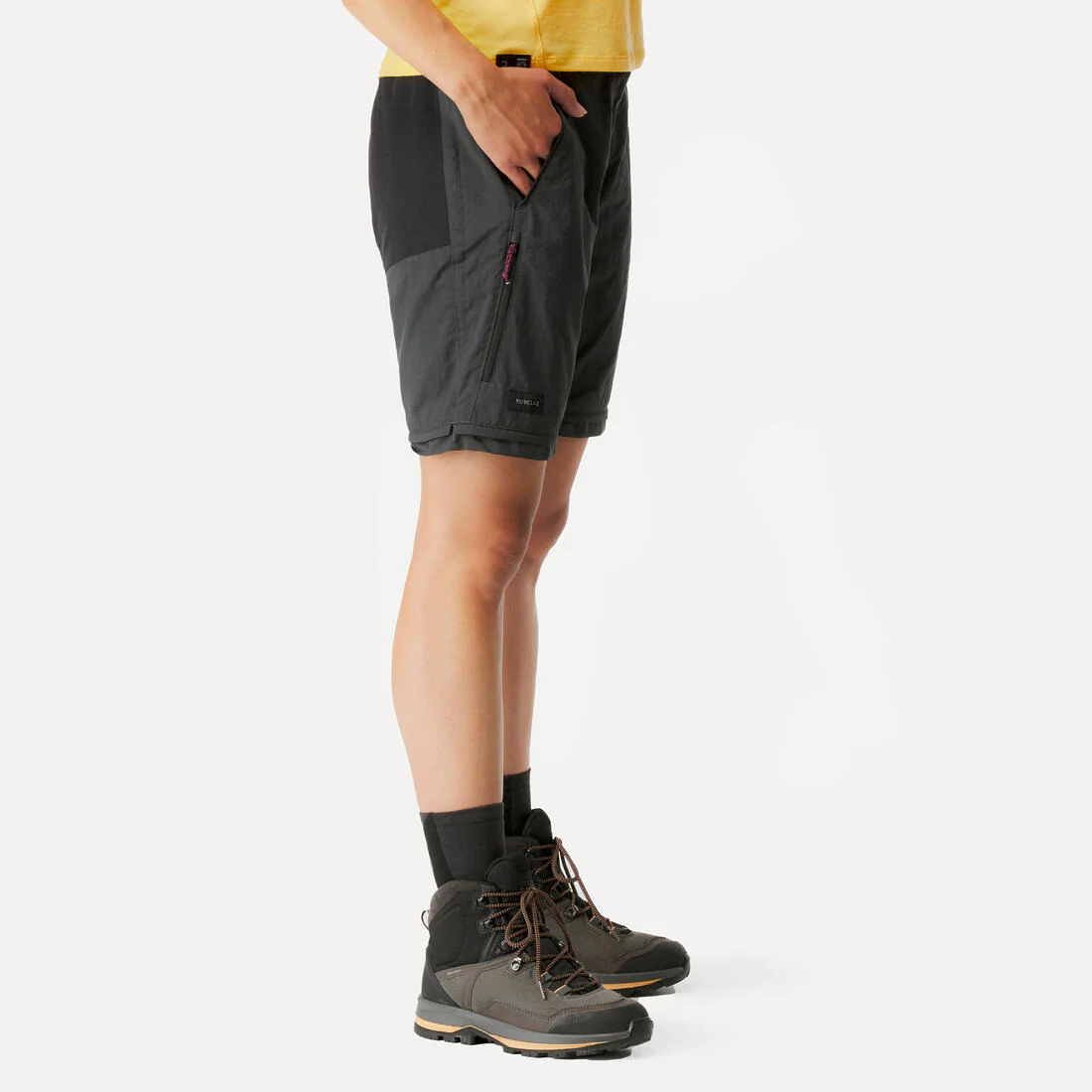 Pantalón de trekking y montañismo transformable 2 en 1 gris para mujer MT100 - Image 4