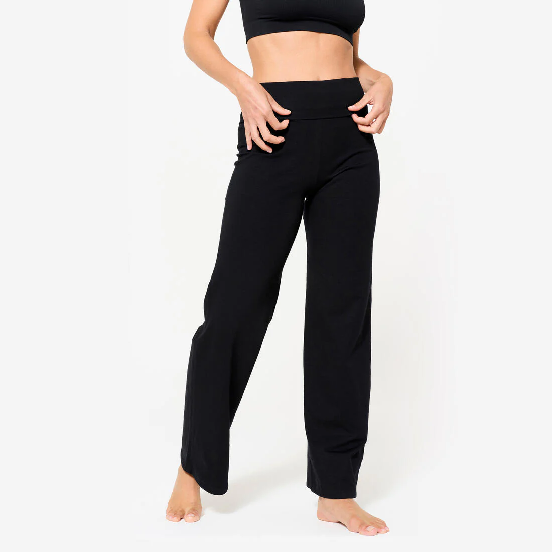 Pantalón de yoga suave de tiro ultra negro para mujer
