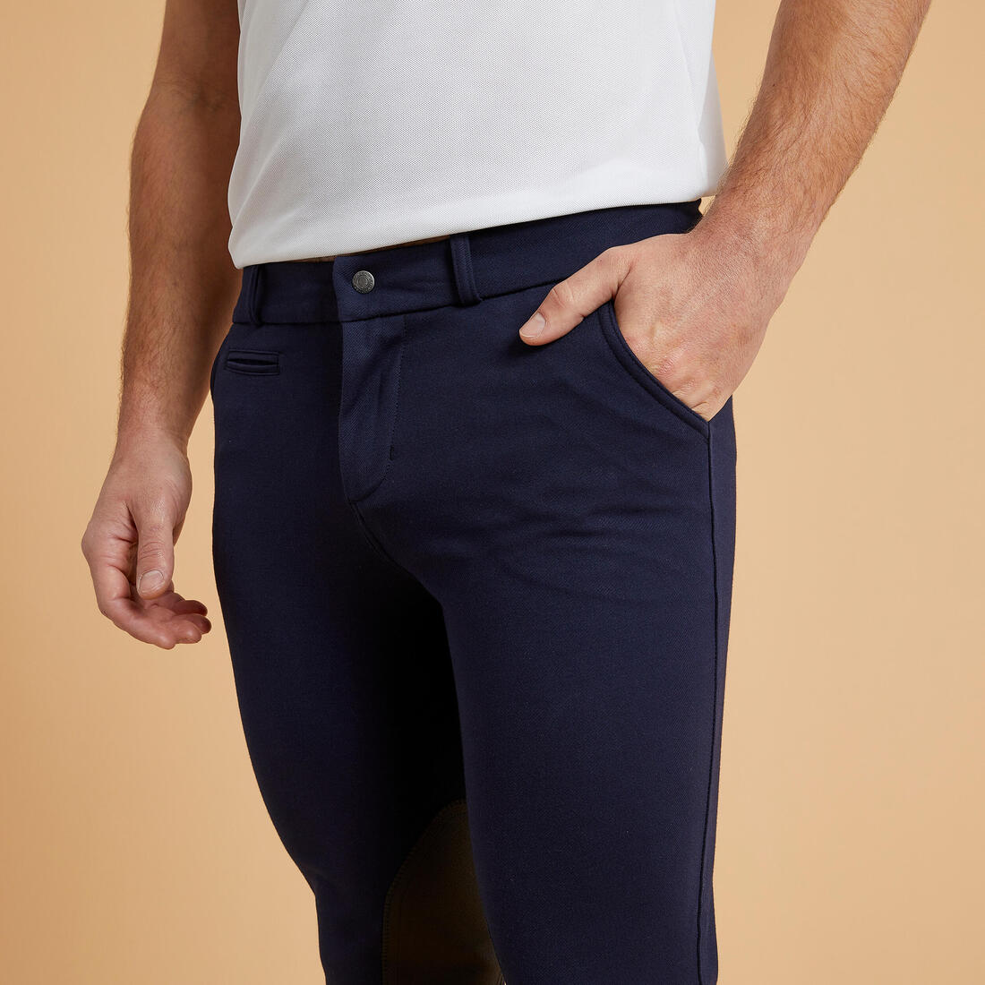 Pantalón equitación fouganza 140 hombre azul marino badanas adherentes - Image 3