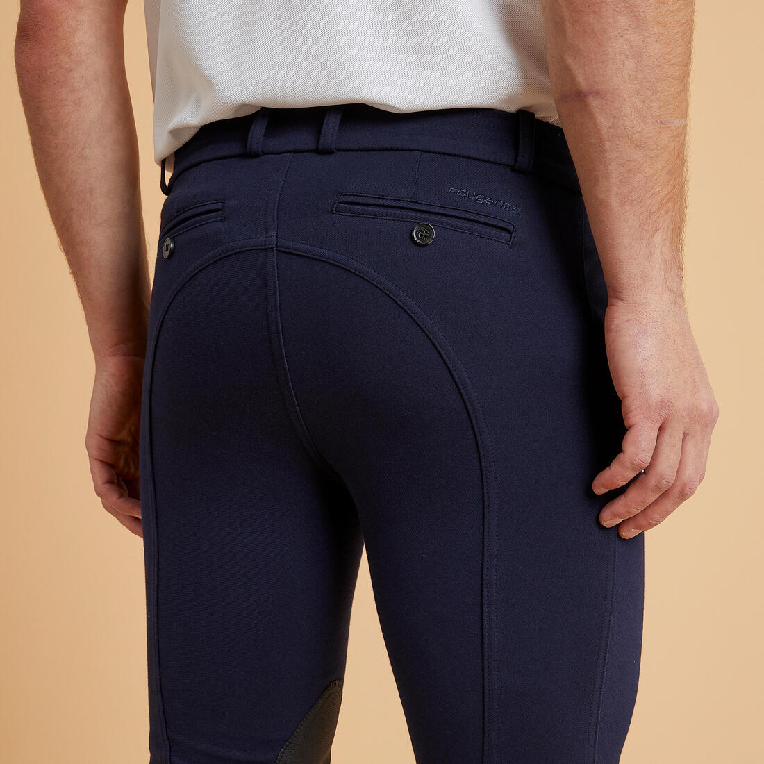 Pantalón equitación fouganza 140 hombre azul marino badanas adherentes - Image 4