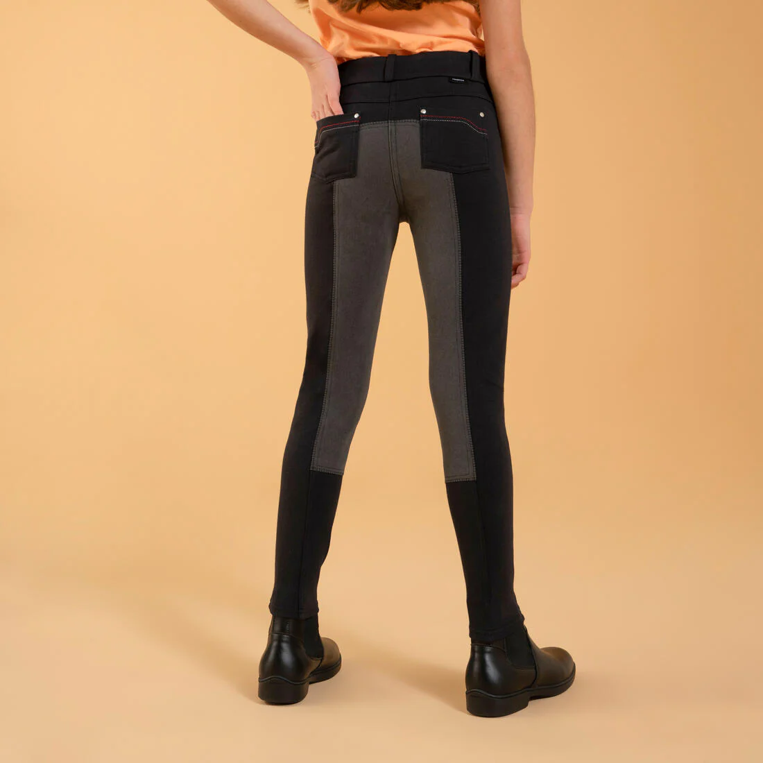 Pantalón Equitación Niños Negro Badana 180 - Image 3