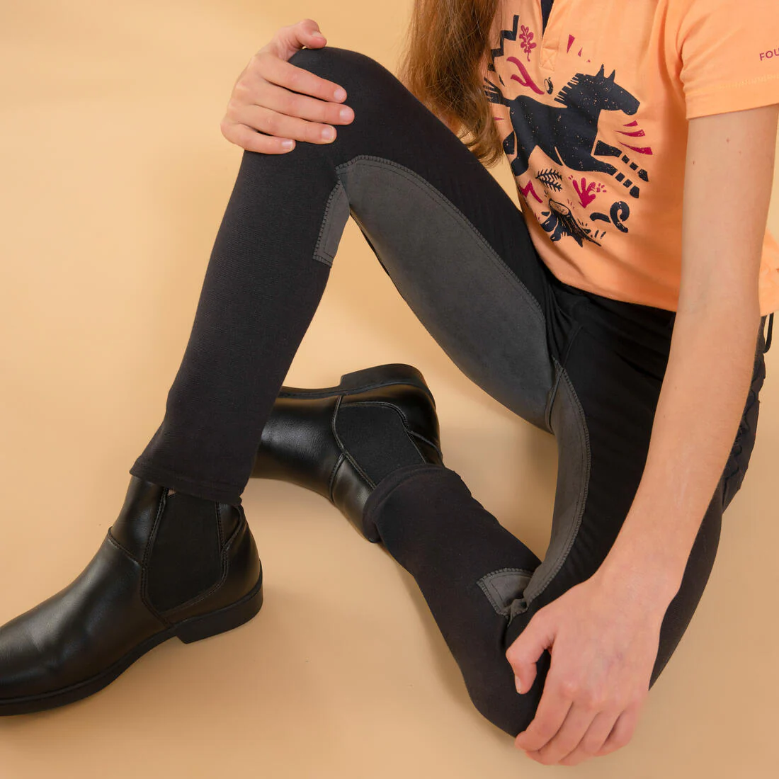 Pantalón Equitación Niños Negro Badana 180 - Image 5