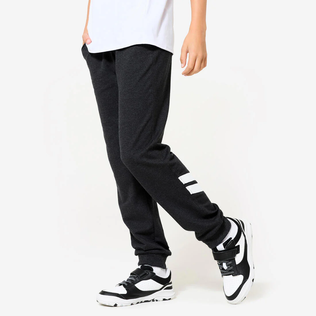Pantalón jogger de French terry de corte recto gris jaspeado para niños 100