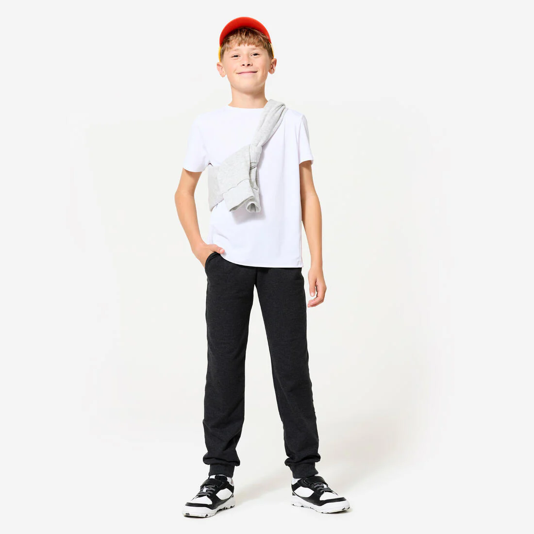 Pantalón jogger de French terry de corte recto gris jaspeado para niños 100 - Image 4