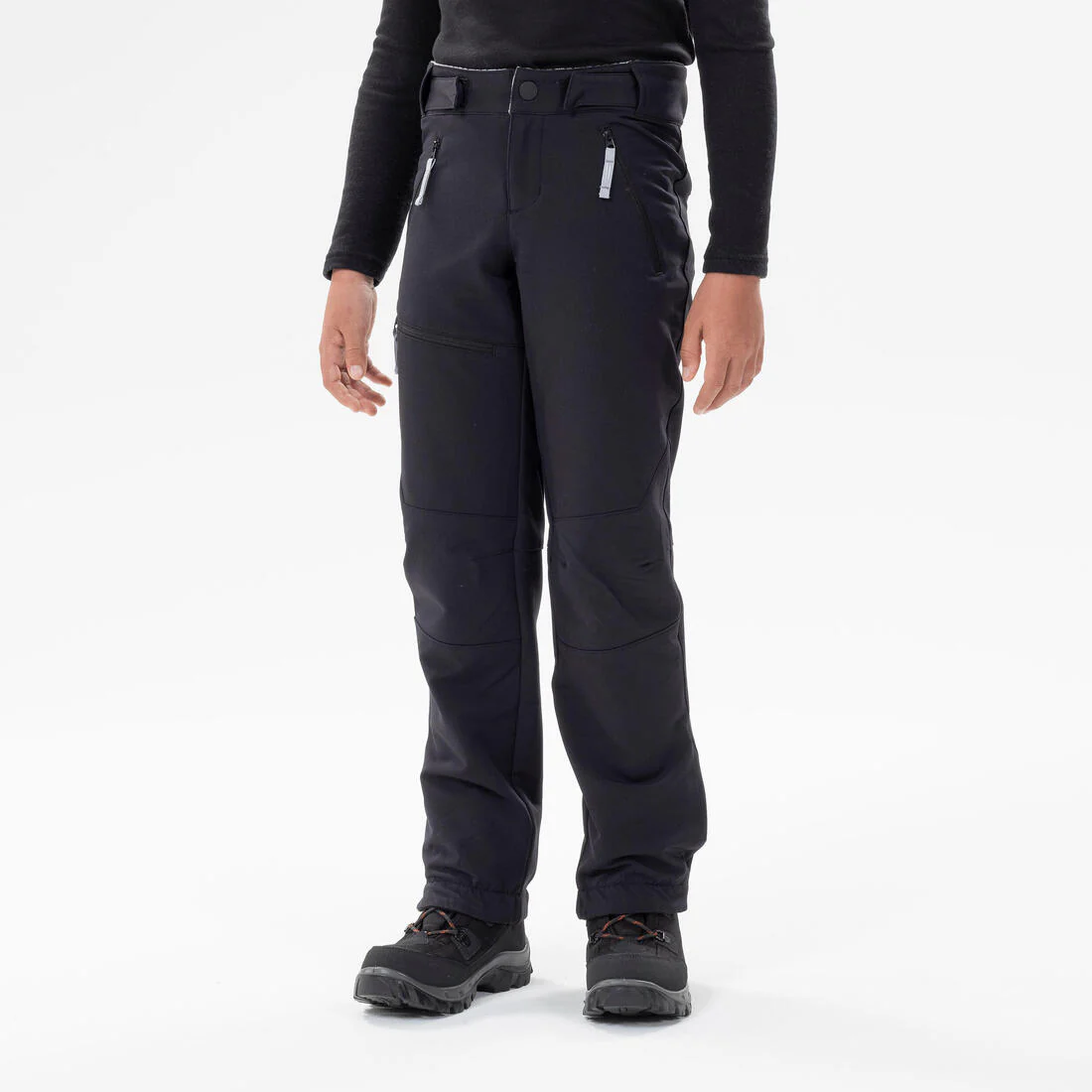 Pantalón softshell cálido de senderismo niños 7-15 años, MH500 negro