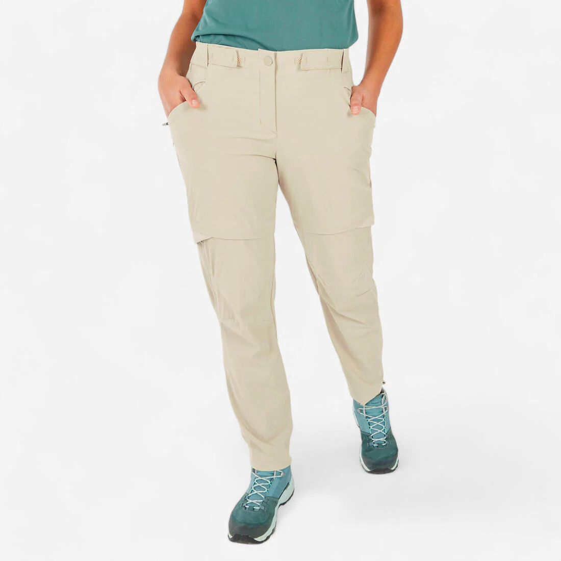 Pantalón transformable de senderismo montaña - MH550 - negro - Mujer
