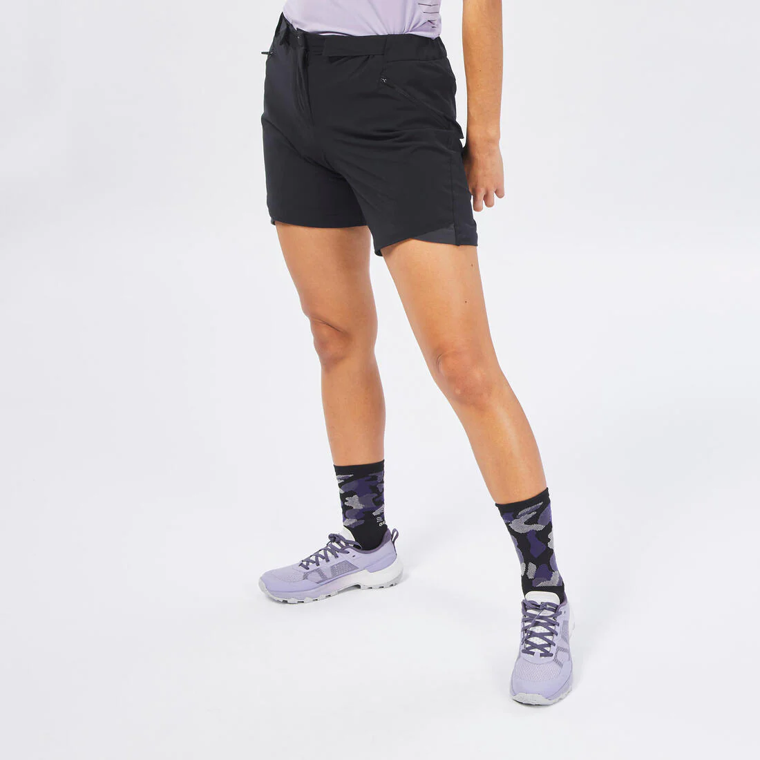 Pantalón transformable de senderismo montaña - MH550 - negro - Mujer - Image 5