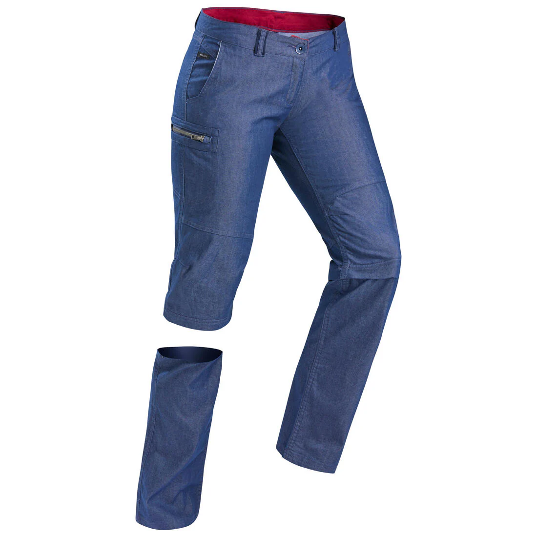 Pantalón transformable trekking viaje TRAVEL 100 mujer azul denim - Image 2
