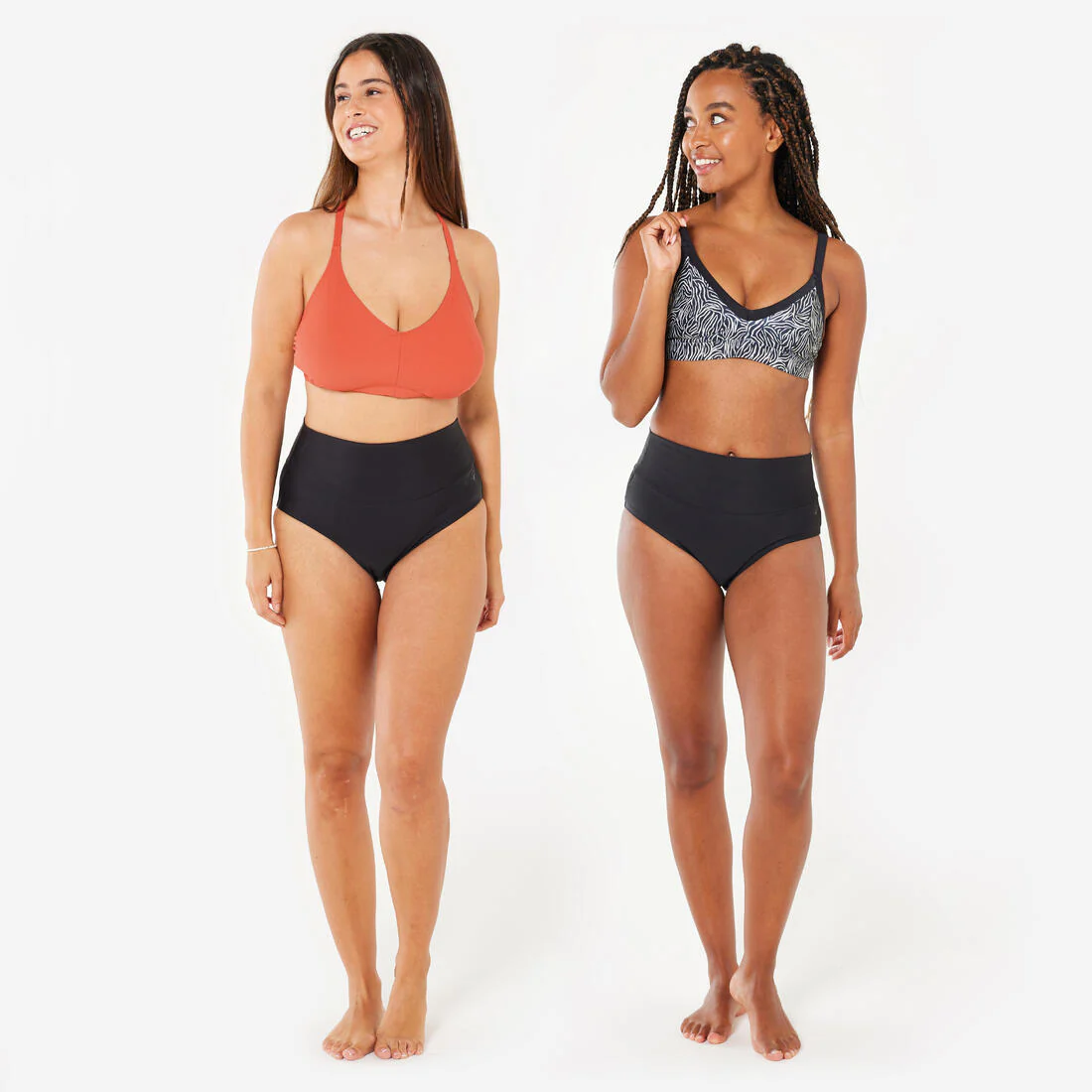 Panty de bikini de natación de tiro alto tipo short negro para mujer Eva 100 - Image 3