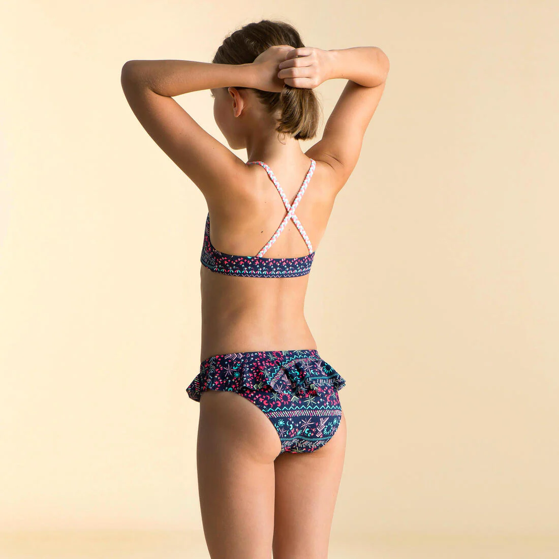 Panty de bikini de natación lila con azul para niña - Image 5