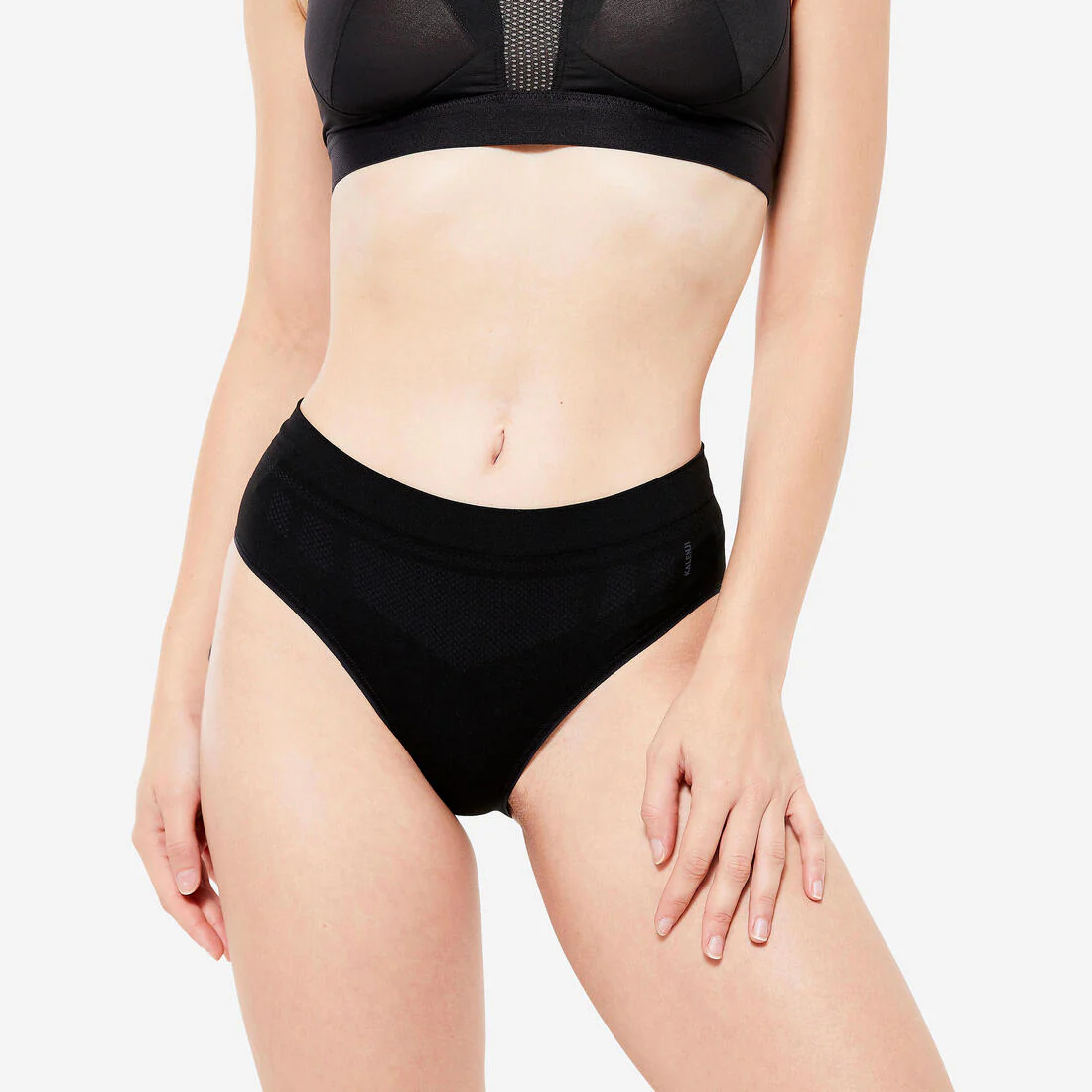 Panty de running sin costuras negra para mujer