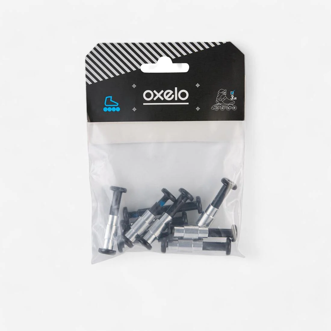 Paquete 8+1 tornillos y 8 separadores de patines PLATINA DE PLÁSTICO EJES 6 mm
