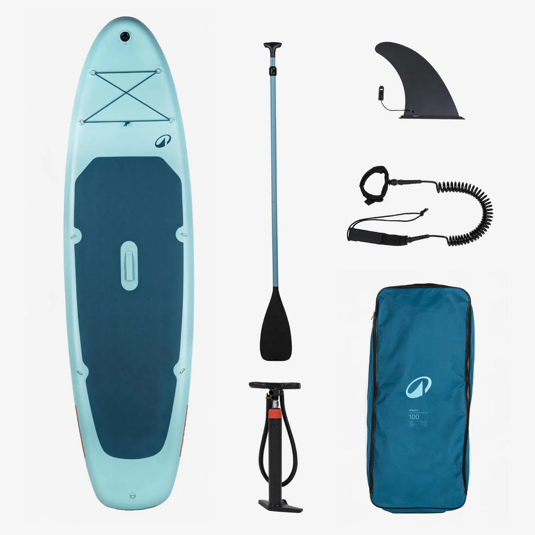 Paquete de stand up paddle inflable de 10'6 para 1 a 2 personas azul 100