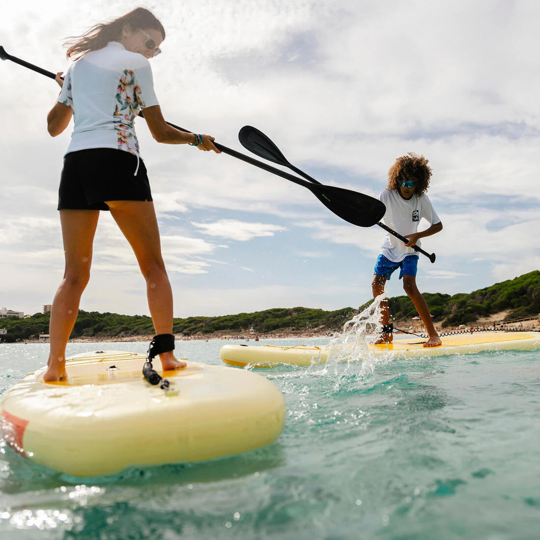 Paquete de stand up paddle inflable de 9'6 amarilla para una persona 100 - Image 12