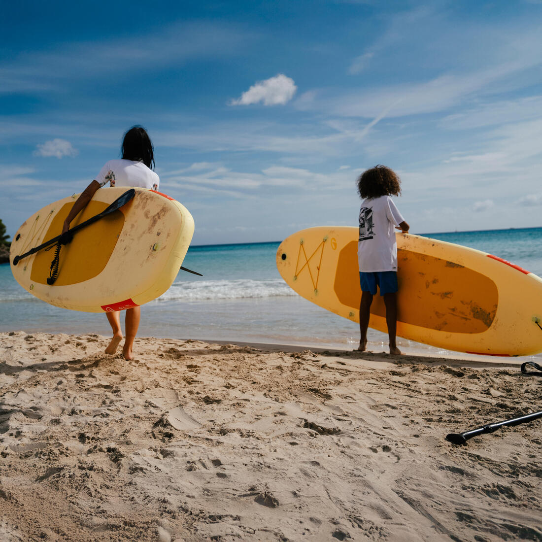 Paquete de stand up paddle inflable de 9'6 amarilla para una persona 100 - Image 15