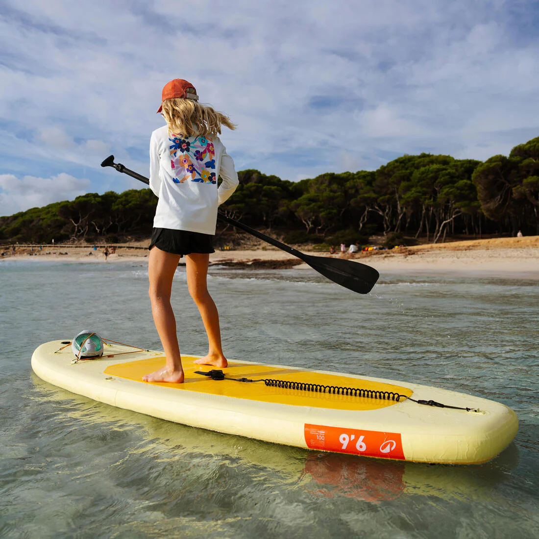 Paquete de stand up paddle inflable de 9'6 amarilla para una persona 100 - Image 17
