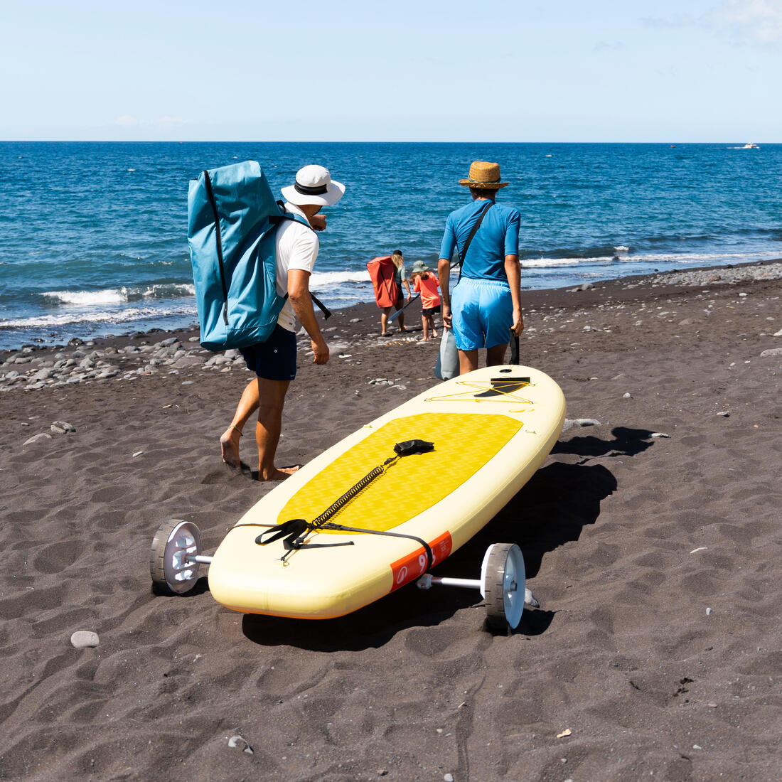 Paquete de stand up paddle inflable de 9'6 amarilla para una persona 100 - Image 18