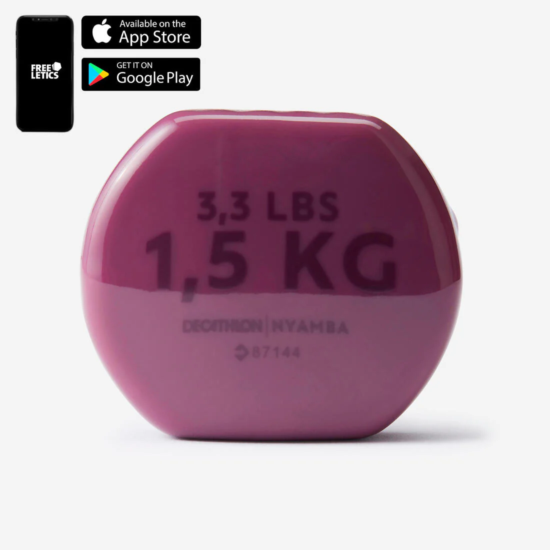 Par de mancuernas de fitness de 1.5 kg burdeos - Image 2